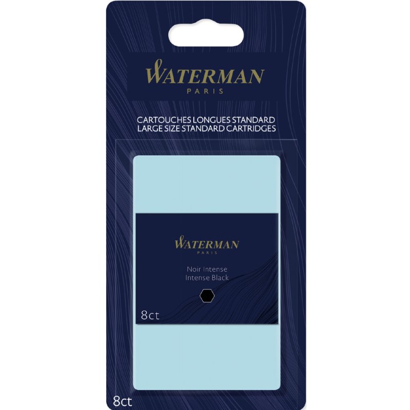 WATERMAN cartouches d'encre standard grande, noir, 8 pièces